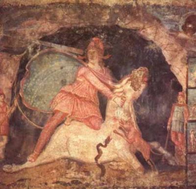sc&egrave;ne d'un sacrifice d'un taureau, entre 168 et 256 ap. J.-C.